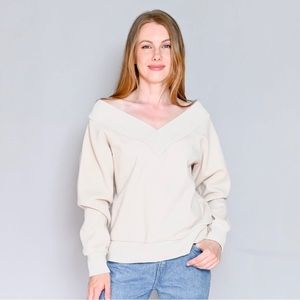 BURBERRY Off-The-Shoulder V-Neck Sweater